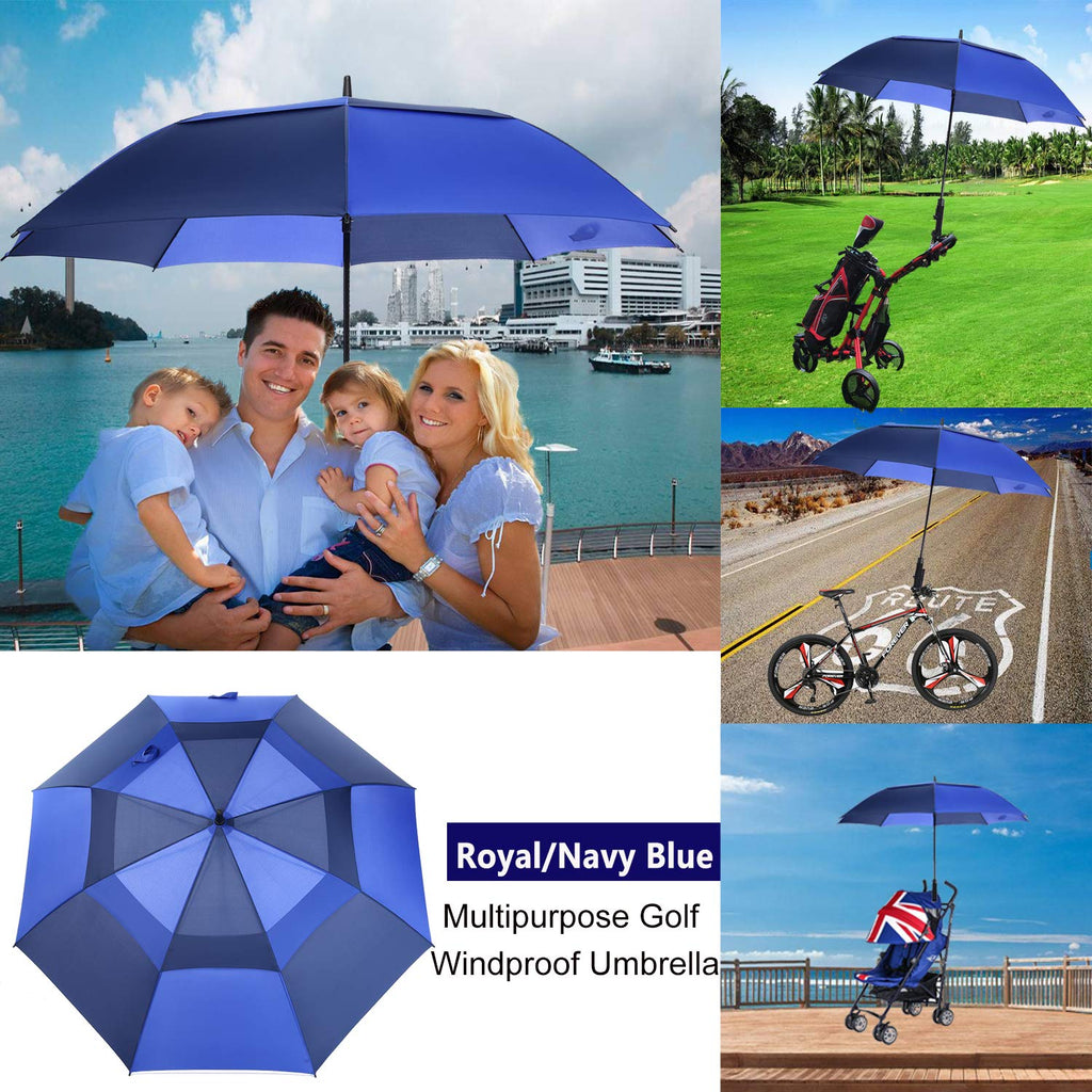 Mrtlloa Automatic Open Golf Umbrella Extra-Large Oversized Double Canopy Vented Windproof Waterproof Stick Rain Golf Umbrellas F
