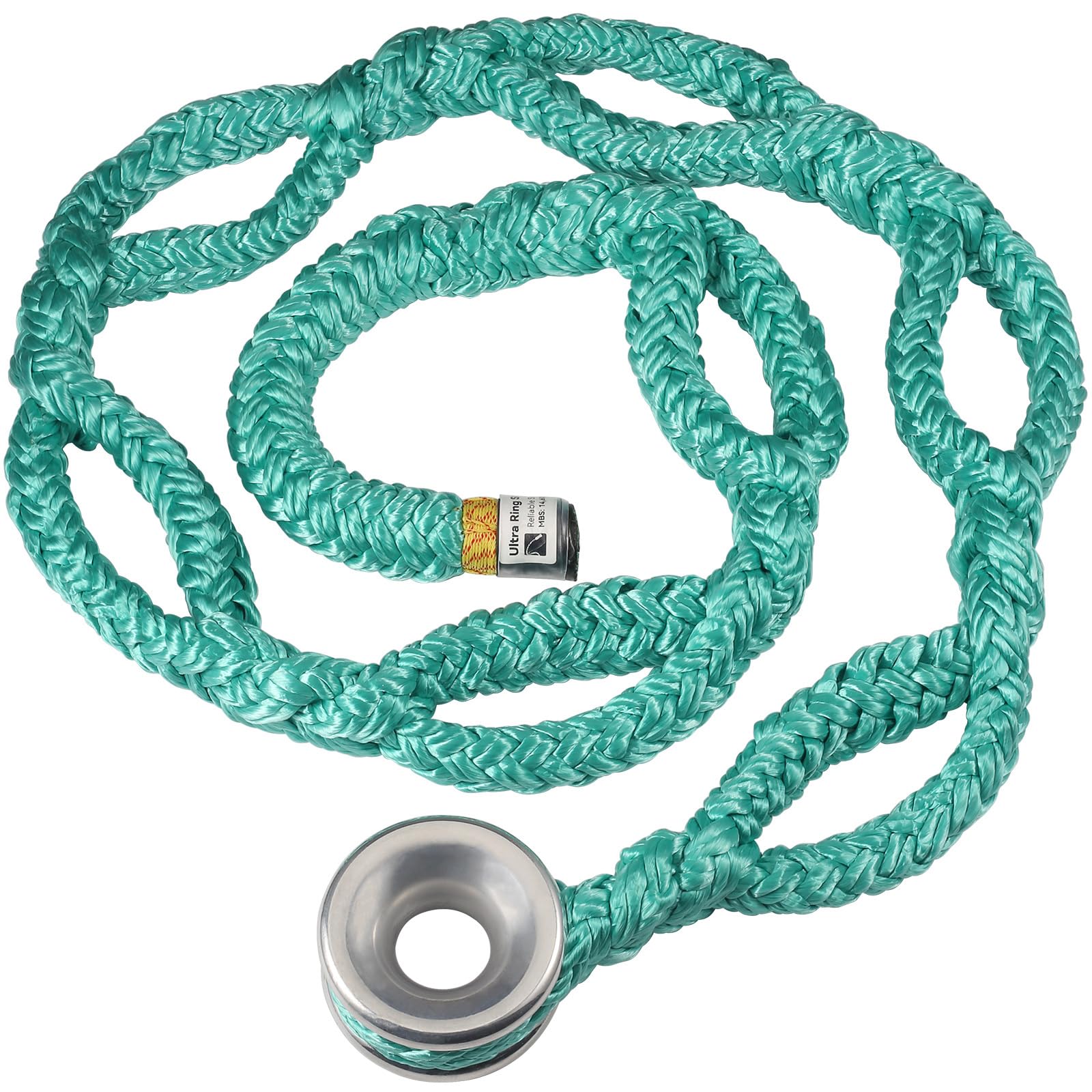 Rigging Ring Sling Rope 40203, 3/4 x 6 Arborist Rope with #3 Aluminum Ring, 7-Pocket Adjustment Climbing Slings, 14600 lbs MBS