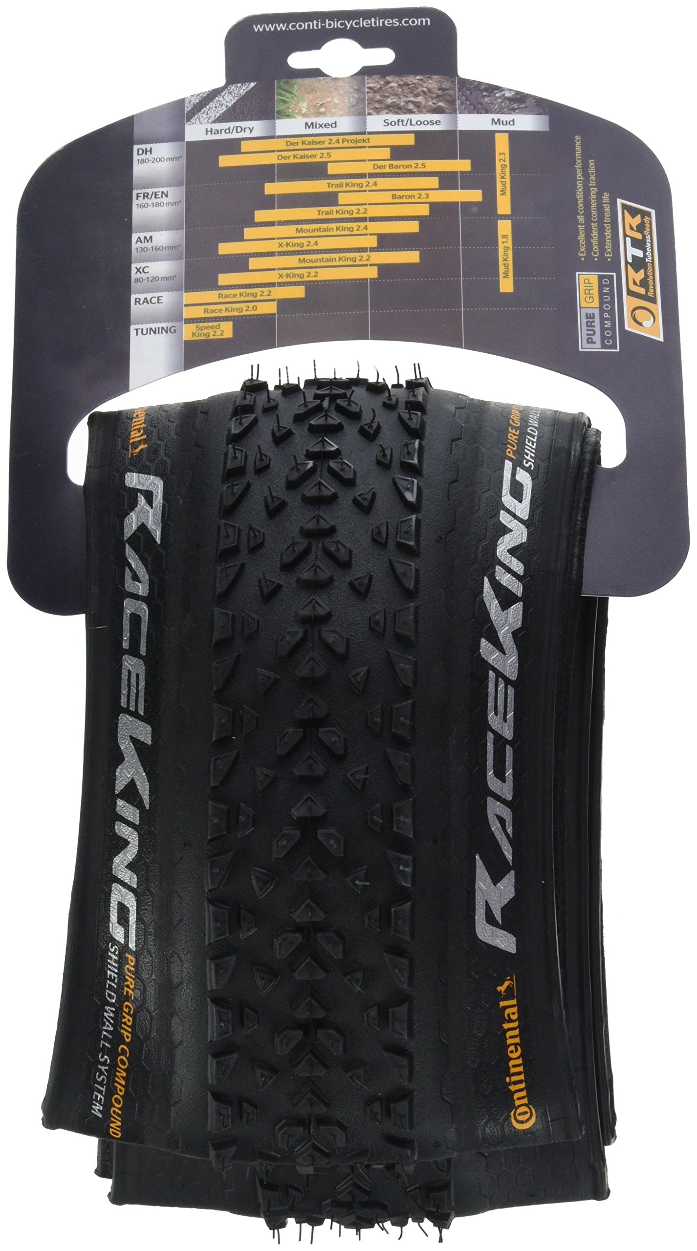 Continental Race King Shieldwall Mountain Bike Tire - 27.5 X 2.0 Folding Mtb Tire, Black