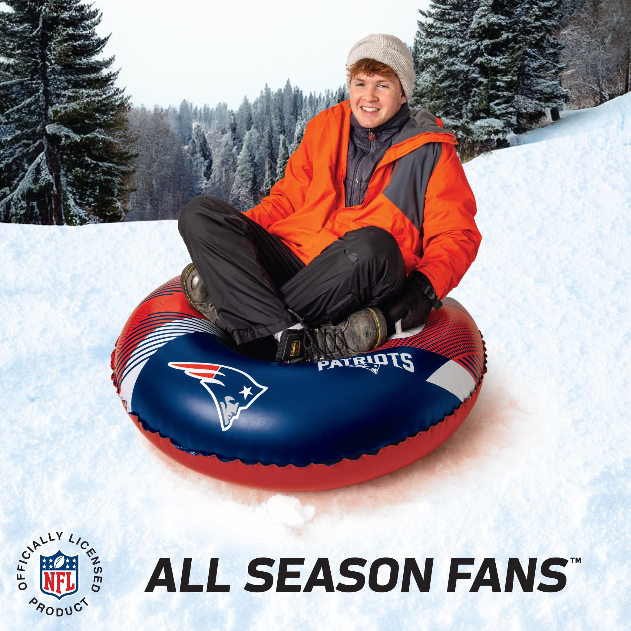 Bigmouth New England Patriots Nfl Fan Gear Outdoor Toys, Officially Licensed - Inflatble Snow Tube With Handles