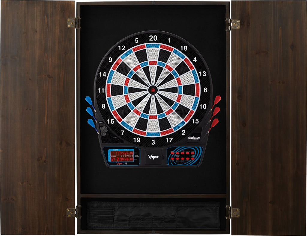 Viper By Gld Products Metropolitan Solid Wood Cabinet & Electronic Dartboard Ready-To-Play Bundle: Standard Set (777 Dartboard),