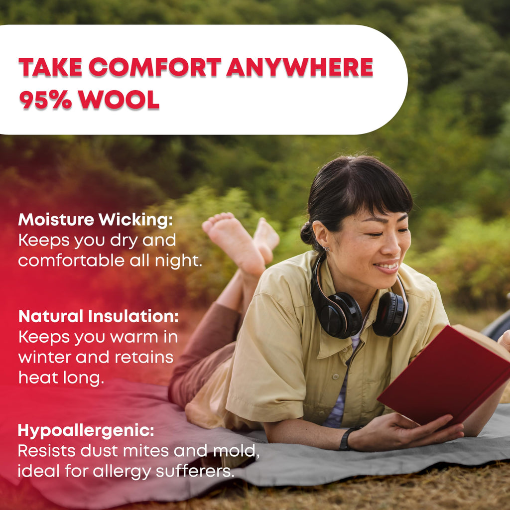 Military Wool Blanket - 95% Wool, Washable, Perfect For Outdoors, Camping, Picnics, Travel, Car & Bushcraft Emergency Blanket, 9