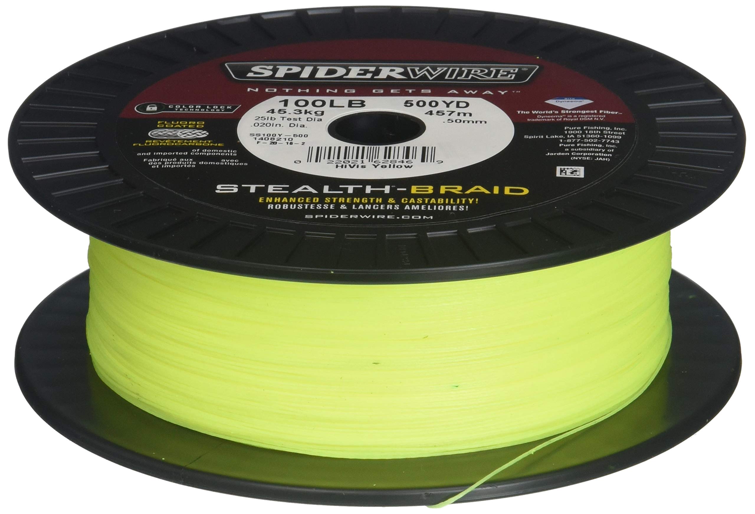 Spiderwire Stealth Superline, Hi-Vis Yellow, 150Lb | 68.0Kg, 1500Yd | 1371M Braided Fishing Line, Suitable For Freshwater And Sa