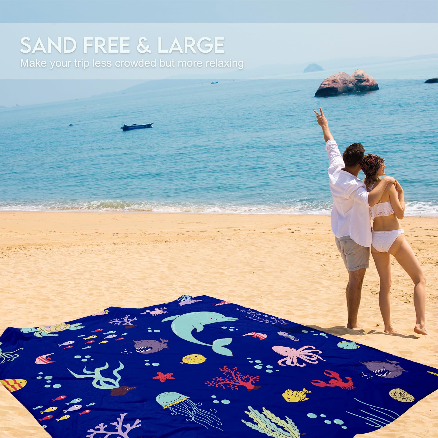 Bydoll Beach Blanket Waterproof Sandproof 78''  81'' 1-5 Adults Oversized Lightweight Large Picnic Mat Waterproof Sandproof Blan