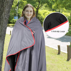 Redcamp Large Waterproof Stadium Blanket For Cold Weather, Soft Warm Fleece Camping Blanket Windproof For Outdoor Sports, Blue/R