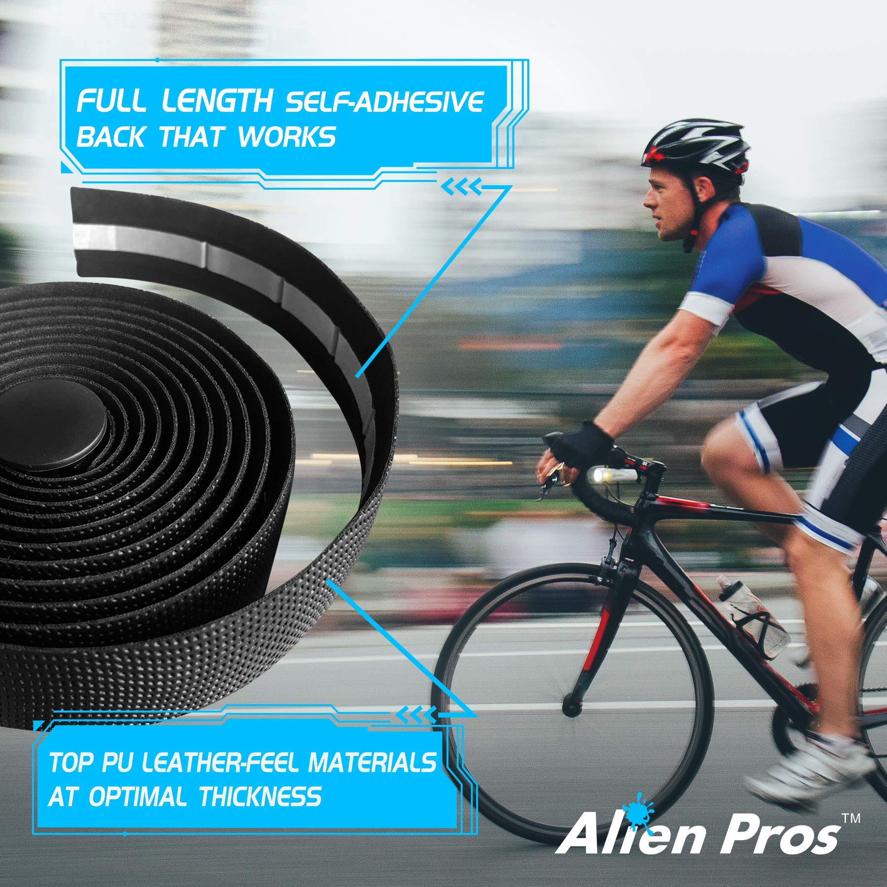 Alien Pros Bike Handlebar Tape Pu (Set Of 4) Red - Enhance Your Bike Grip With These Bicycle Handle Bar Tape - Wrap Your Bike Fo