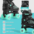 PAPAISON Roller Skates for Girls Ages 8-12, Adjustable Size Youth Women Quad Skates with Light up Wheels Indoor Outdoor