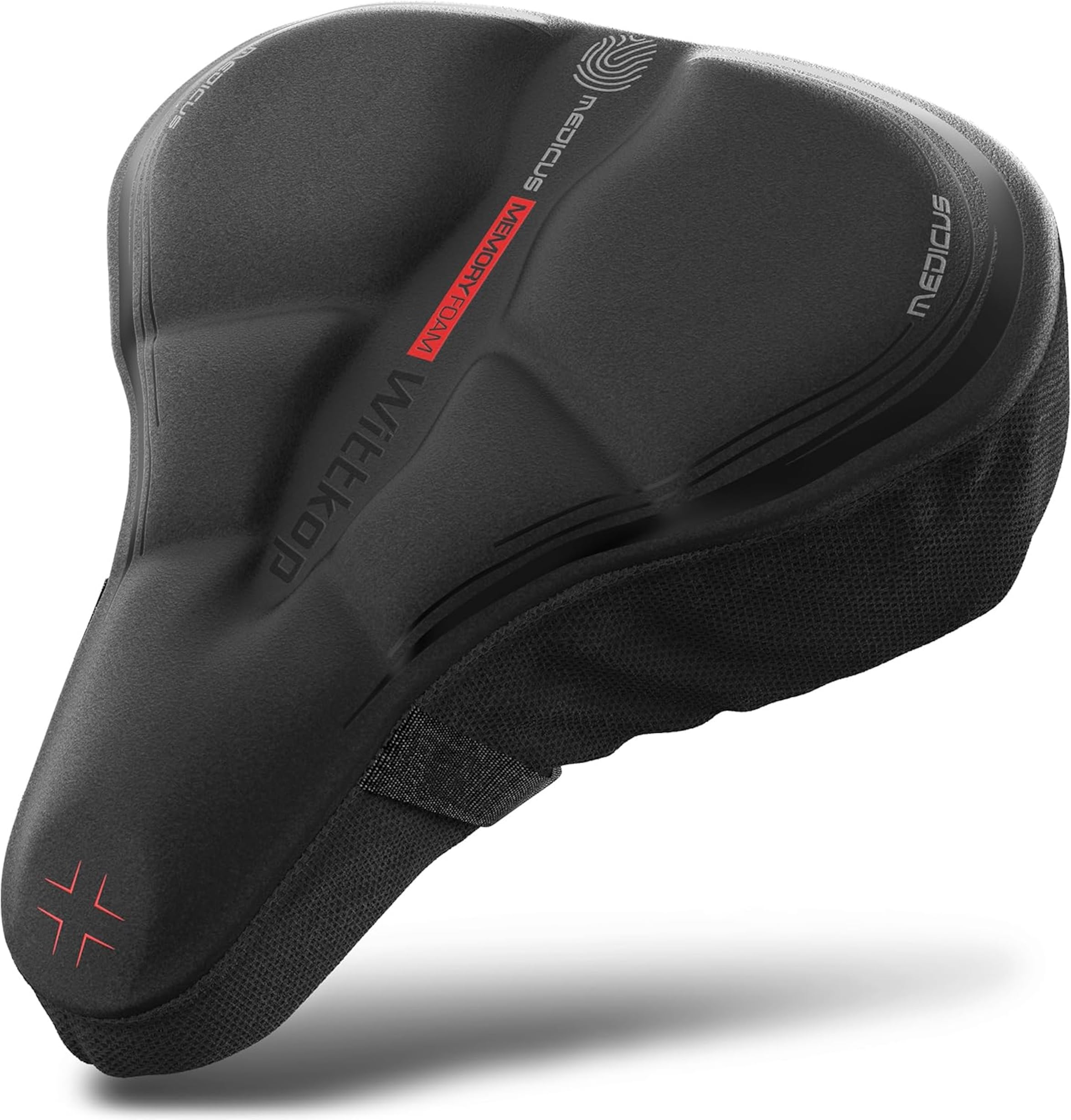 WITTKOP Bike Seat Cushion Made of Comfy Memory Foam I Bike seat Cover for Men & Women with Ergonomic 3-Zone-Concept I Bike Saddl