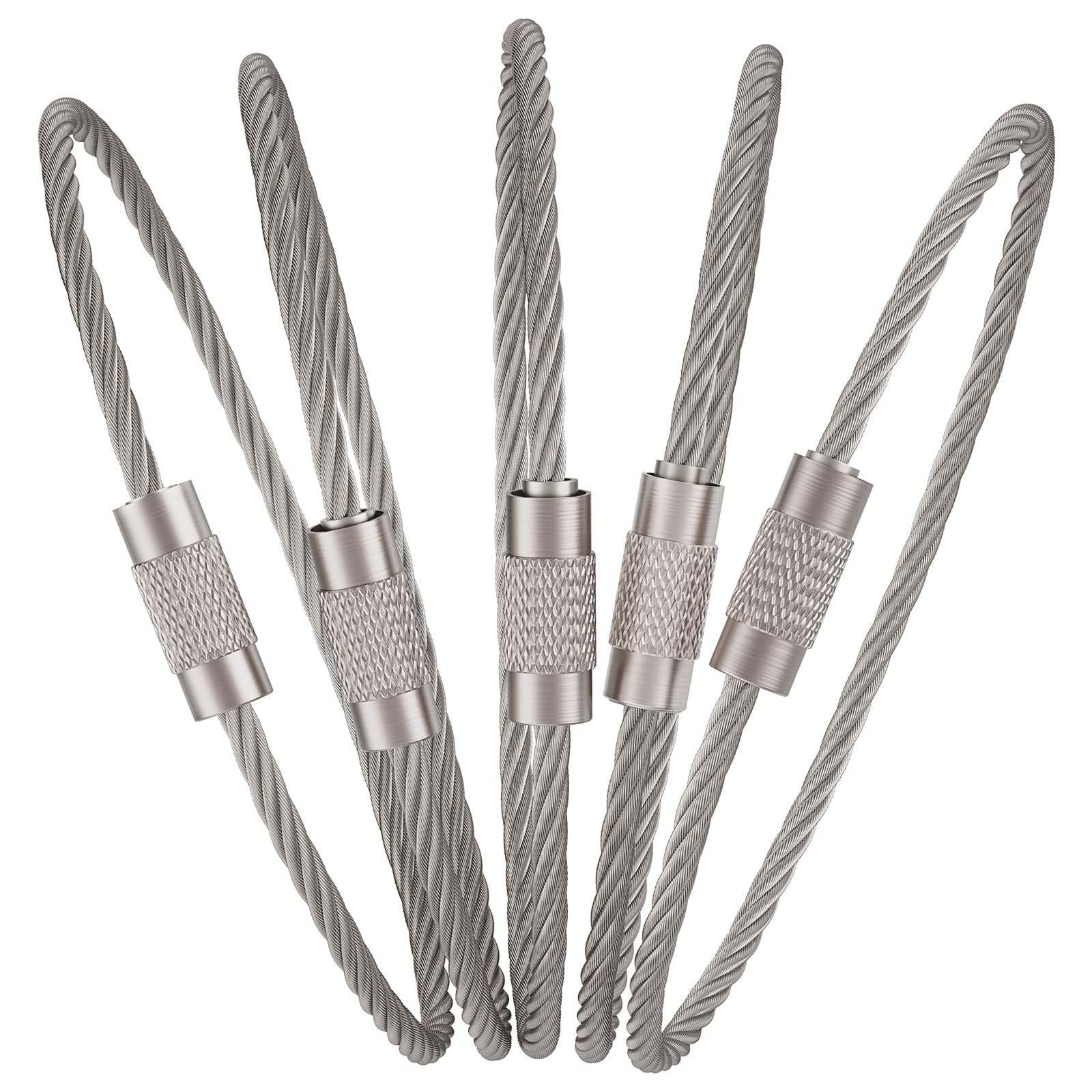 Pawfly 6 Inch Wire Keychain Cable Large Stainless Steel Key Ring Loop Holder For Outdoor Hiking Heavy Duty Connectable Luggage T