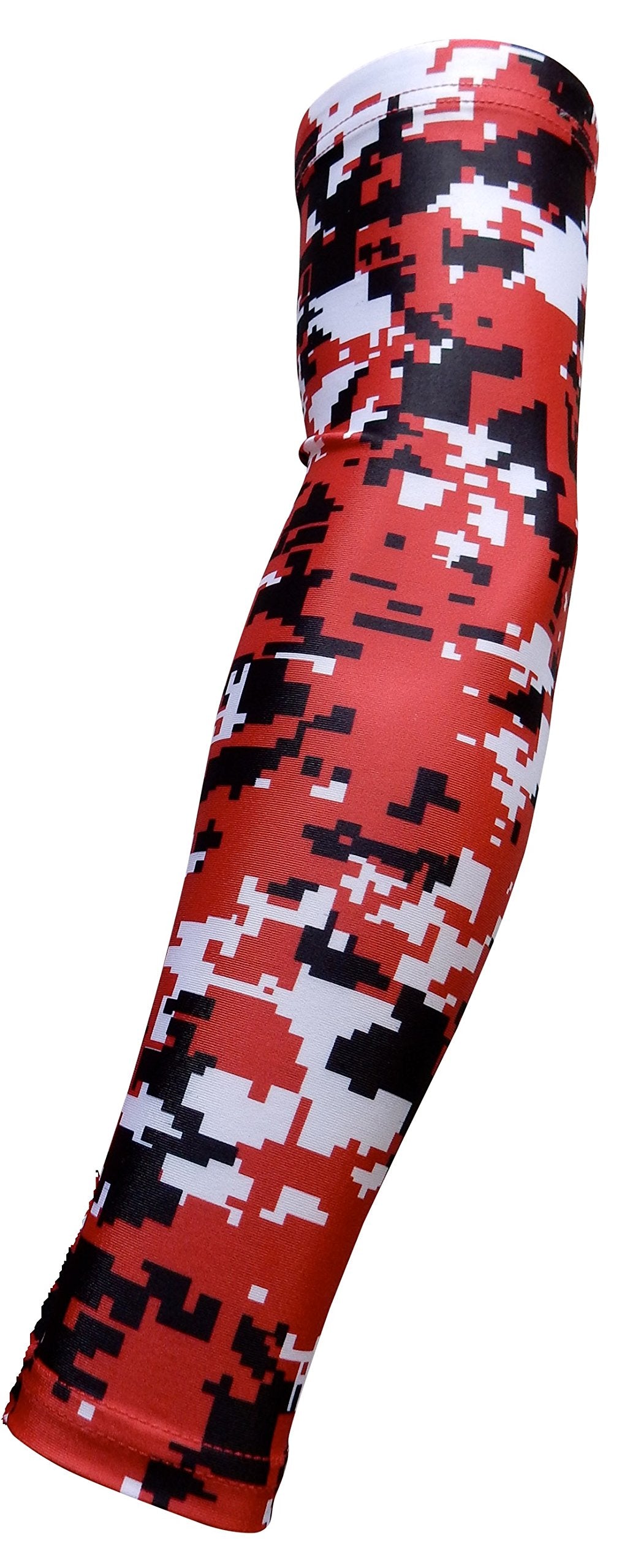 Sportsfarm New! Moisture Wicking Compression Arm Sleeve (Red Digital Camo, Youth Medium)