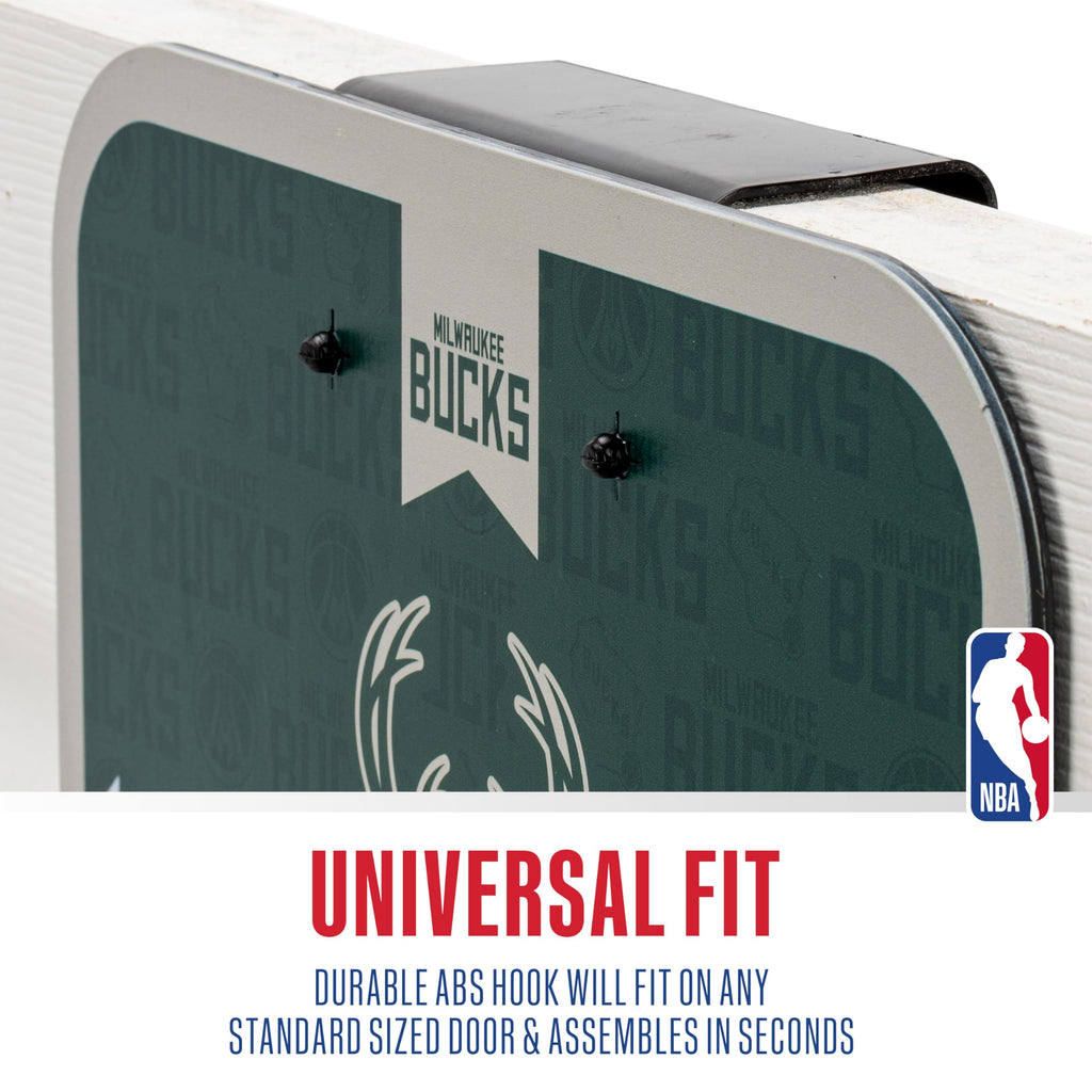 Franklin Sports Nba Milwaukee Bucks Mini Over The Door Basketball Hoop - Kids Indoor Mini Hoop With Ball - Nba Fan Shop Toy For
