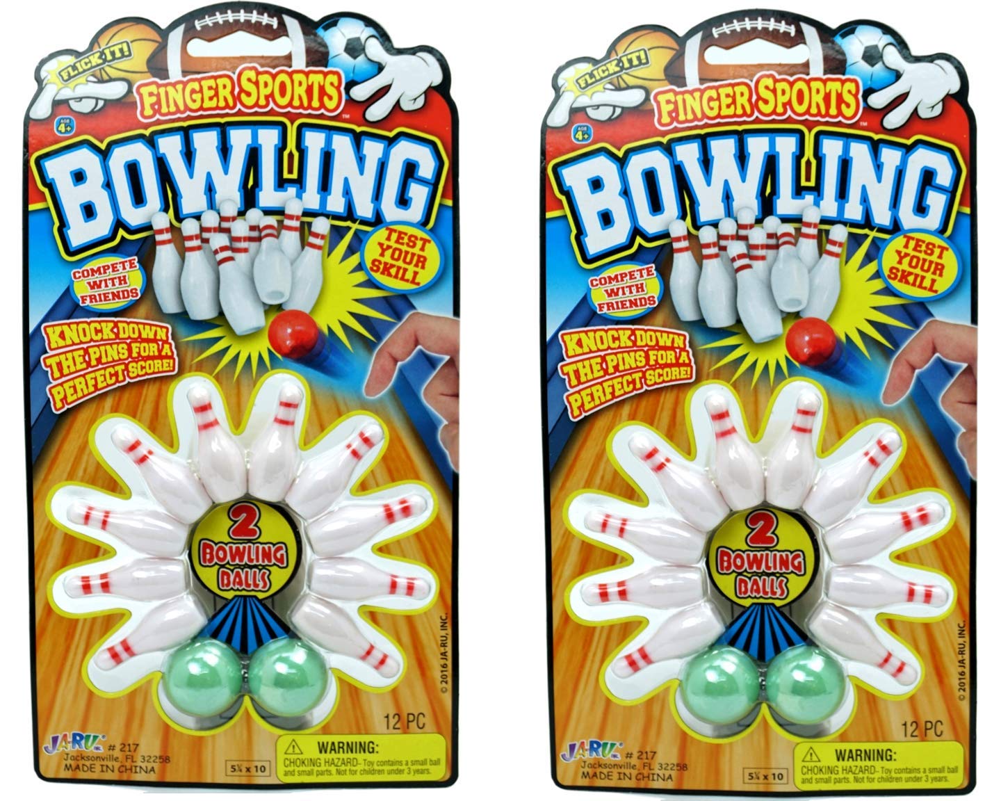 Ja-Ru Mini Bowling Toys (2 Set) Miniature Bowling Pins & Bowling Ball For Kids & Adults. Small Tabletop Games & Office Desktop T