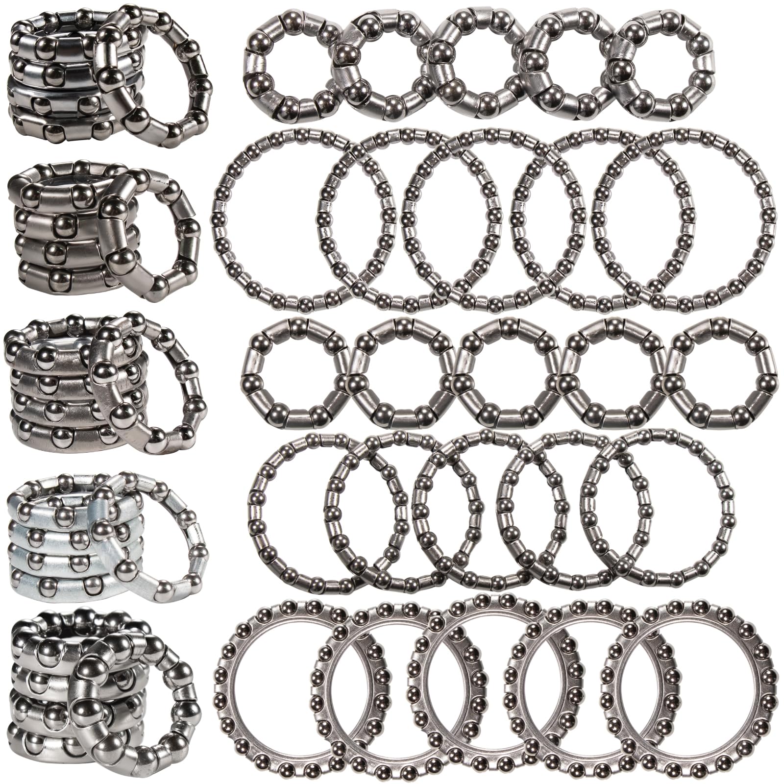 VANSIHO Bicycle Ball Bearing Kit, Steel Caged Retainers, 50 Pieces in 10 Sizes 4-8mm, Grey, Professional Grade for Headset Hub C