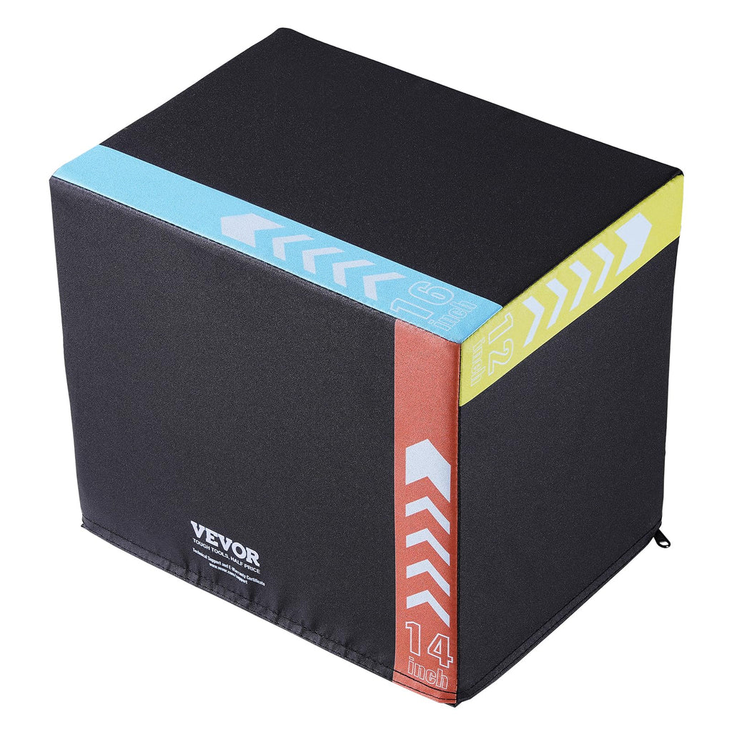 Vevor 3 In 1 Plyometric Jump Box, 16/14/12 Inch Cotton Plyo Box, Platform & Jumping Agility Box, Anti-Slip Fitness Exercise Step