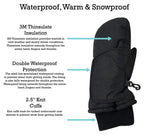 Nice Caps Kids Waterproof Snow Mittens - Thinsulate Boys Girls Cold Weather (Black 1, 4-5 Years)