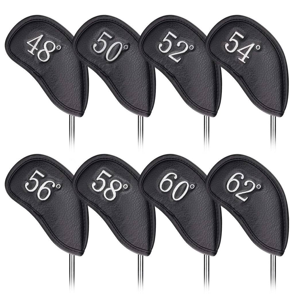 Craftsman Golf 8Pcs 48    50    52    54    56    58    60    62    Leather Black Golf Club Wedge Covers Protective Headcover (1