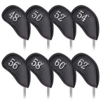 Craftsman Golf 8Pcs 48    50    52    54    56    58    60    62    Leather Black Golf Club Wedge Covers Protective Headcover (1