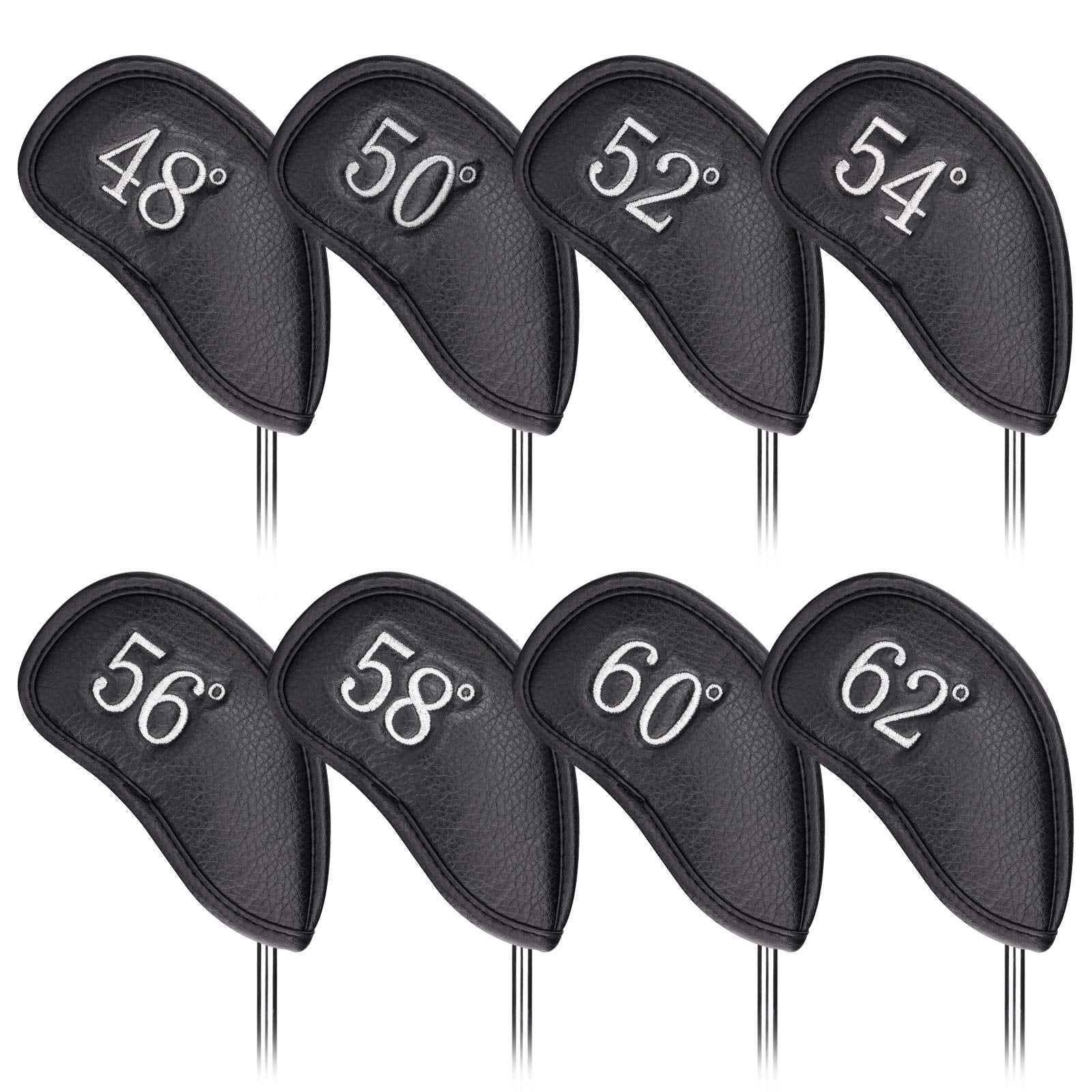 Craftsman Golf 8Pcs 48    50    52    54    56    58    60    62    Leather Black Golf Club Wedge Covers Protective Headcover (1