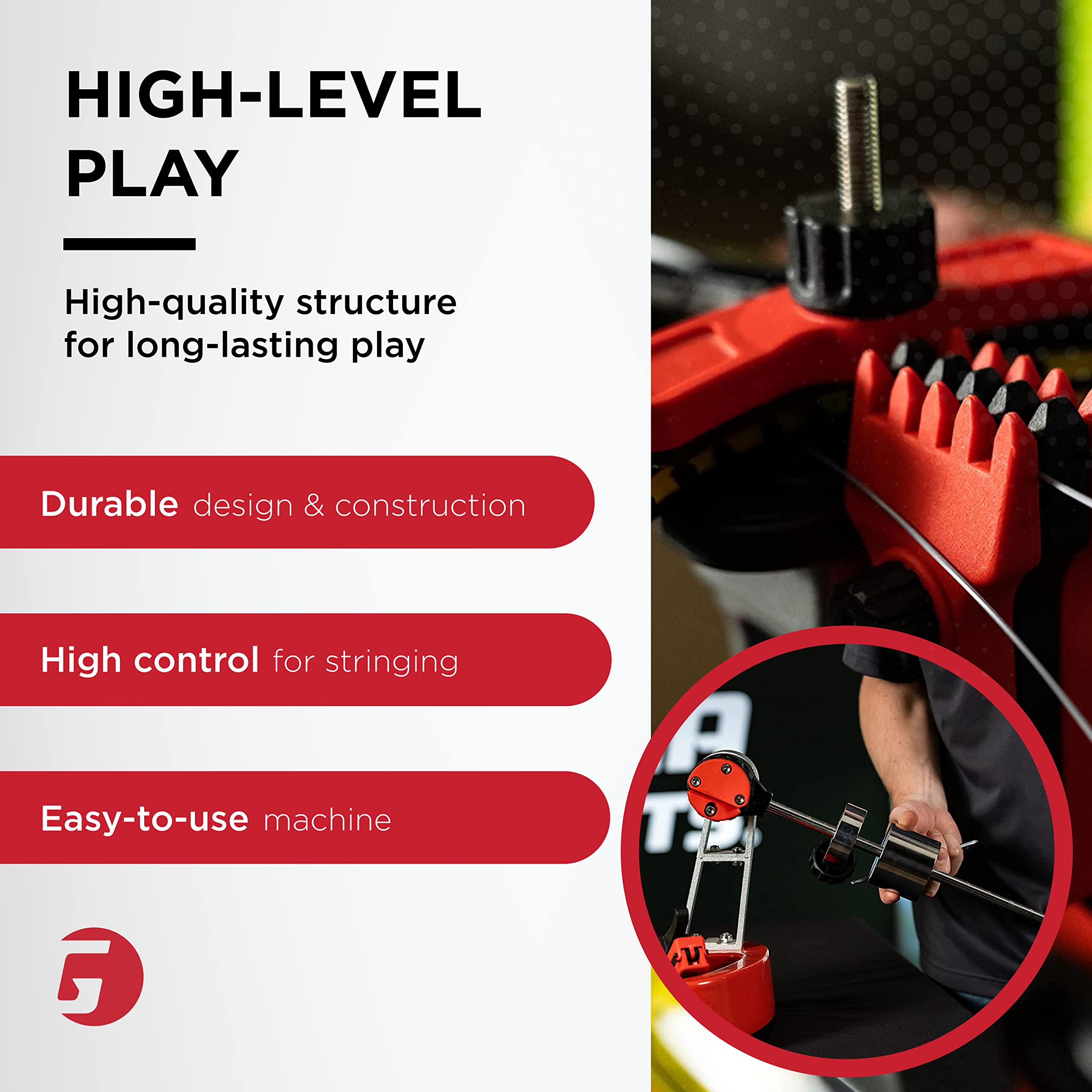 Gamma Sports Stringing Machines, Progression 200, 360 Degree Rotation Tabletop Racquet Stringer Machine, Drop Weight, Tennis, Ra