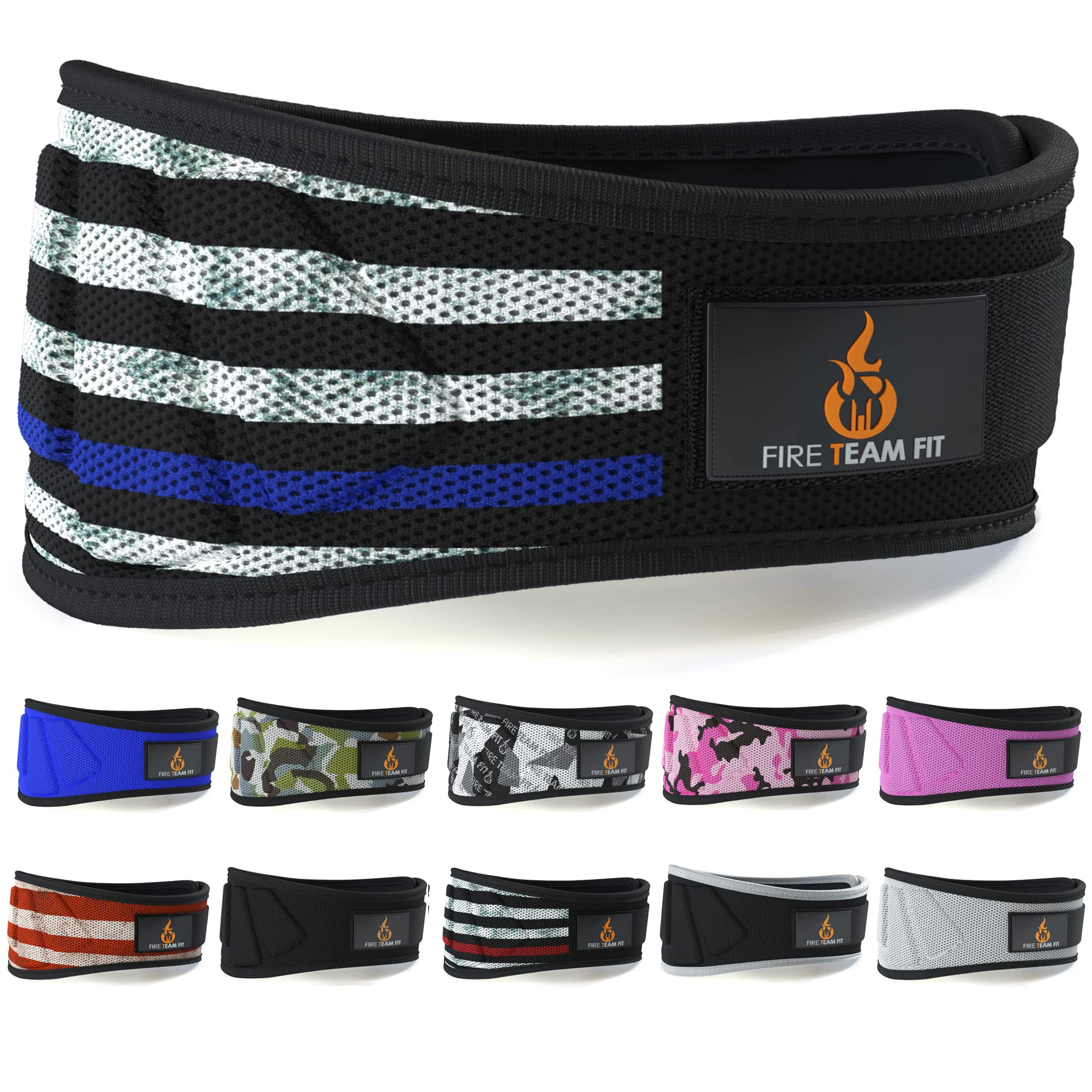 Fire Team Fit Weight Lifting Belt for Men and Women, 6 Inch, Bodybuilding & Fitness Back Support for Cross Training Workout, Squ