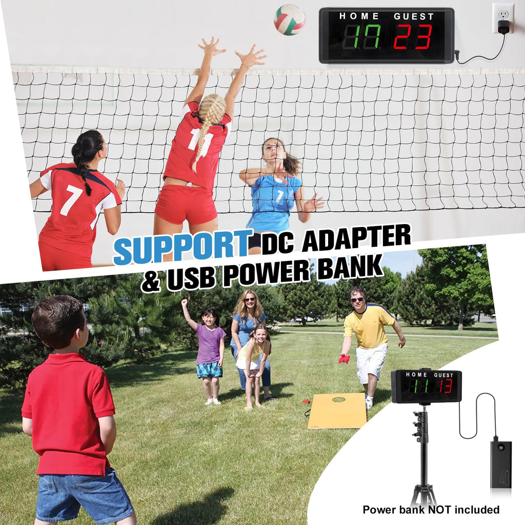 Samshow Led Electronic Scoreboard Digital Score Keeper With Remote & Tripod, Electric Scoreboard With Count Down/Up Timer & 12/2