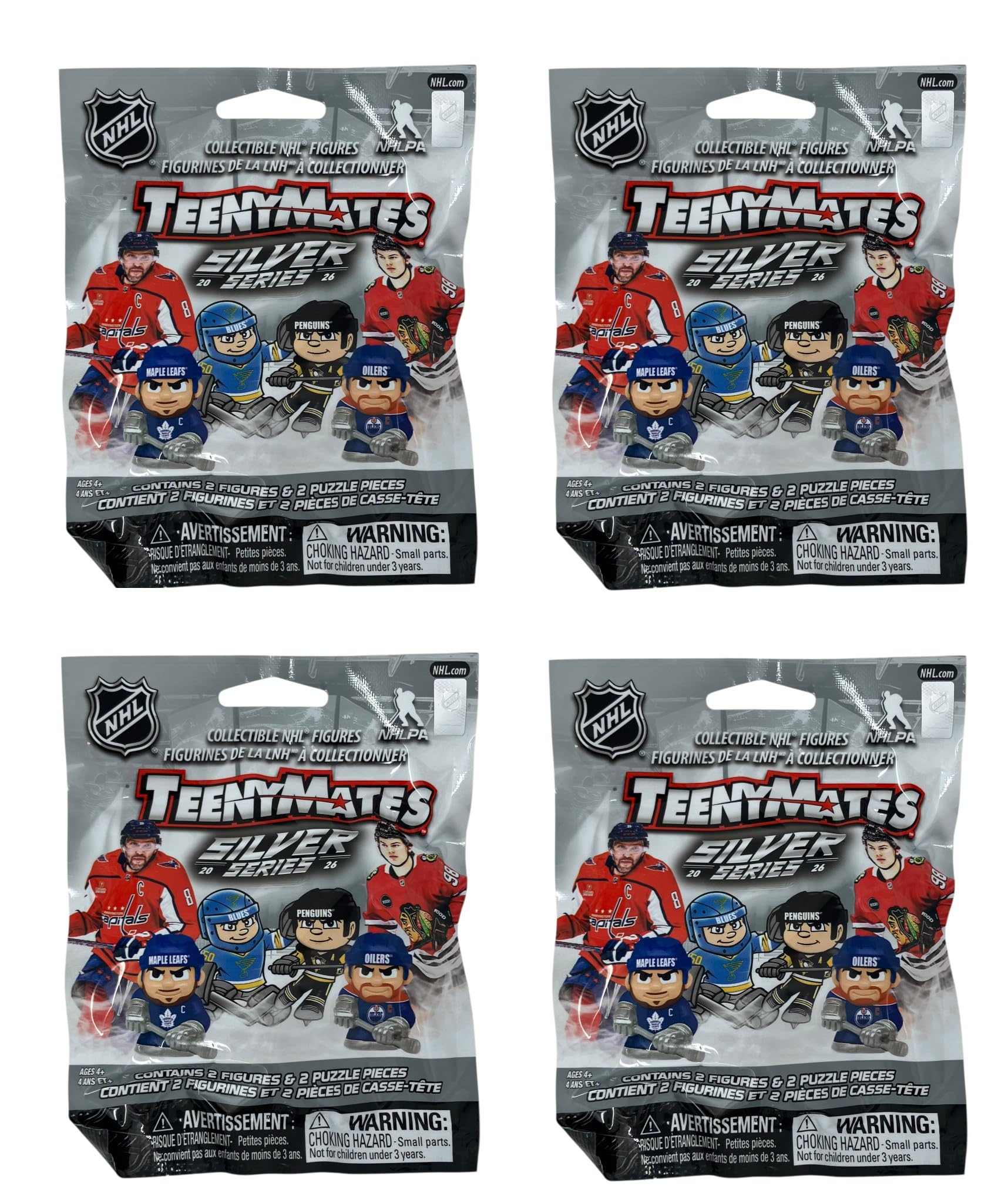 Party Animal 2026 NHL Series 12 TeenyMates Figures, Team Colors, One Size (Teenymates NHL Series 12-2026 4 Blind Pack Lot)