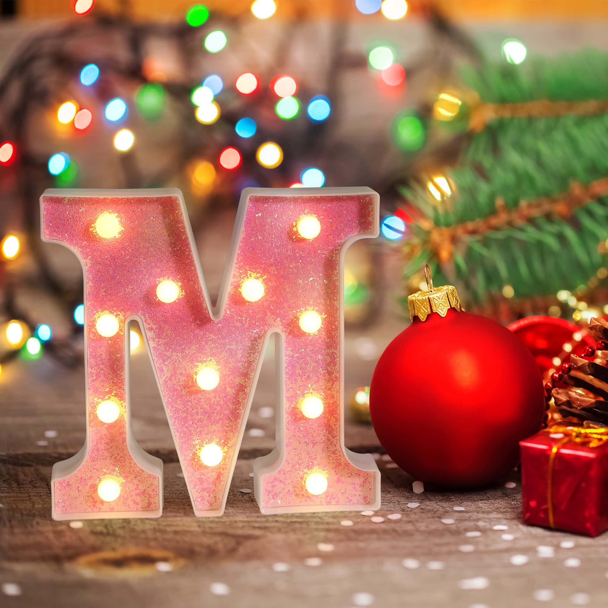 Foaky Led Letter Lights Sign Light Up Pink Letters Glitter Alphabet Letter Sign For Night Light Weddingbirthday Party Battery Po