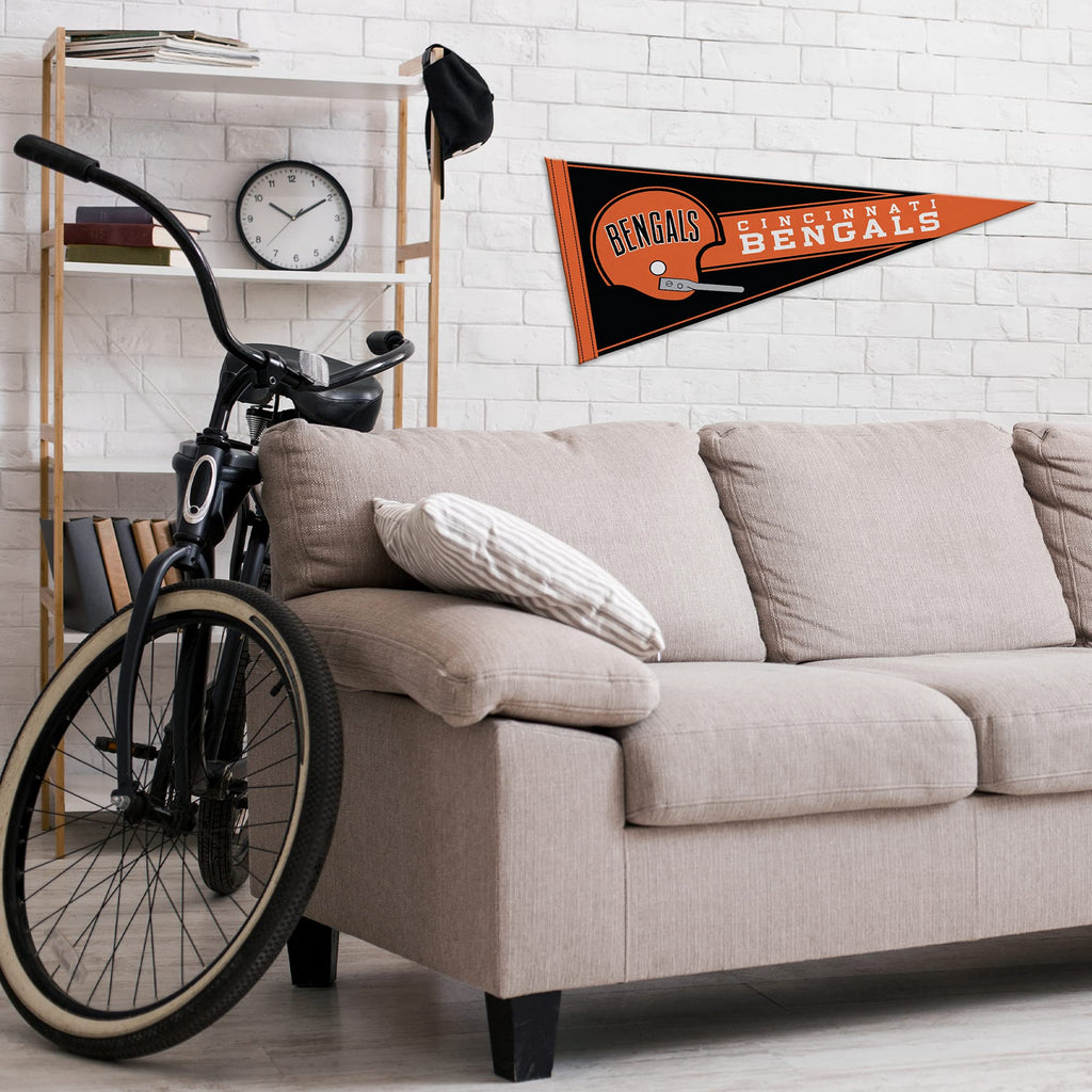 Rico Industries Nfl Football Cincinnati Bengals Retro 12'' X 30'' Felt Wall D  Cor Pennant - Great For Home/Bed Room/Man Cave D
