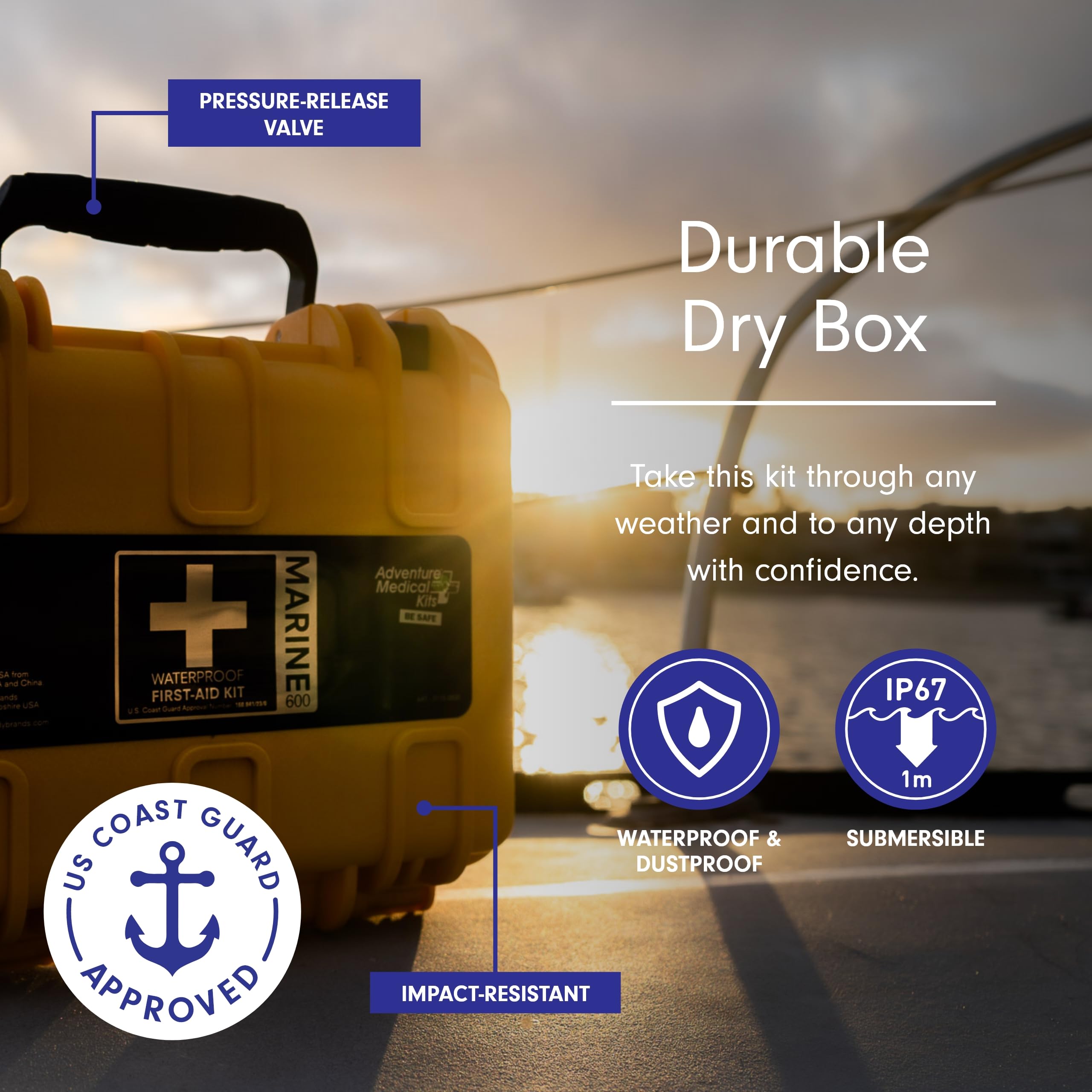 Adventure Medical Kits Marine Series Medical Kit - 600 - Boat First Aid Kit For 8 People 12 Hours From Care - Includes Emergency