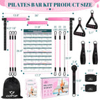 Pilates Bar Kit With Resistance Bands, Multifunctional Yoga Pilates Bar With Heavy-Duty Metal Adjustment Buckle, Portable Home G