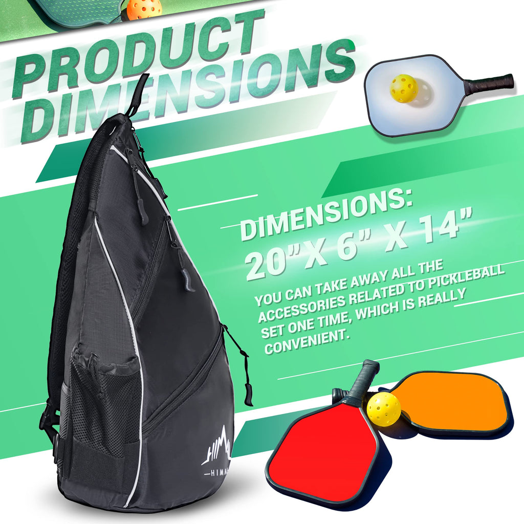 Himal Pickleball Bag- Adjustable Pickleball,Tennis,Racketball Sling Bag - Pickleball Backpack With Water Bottle Holder For Men A