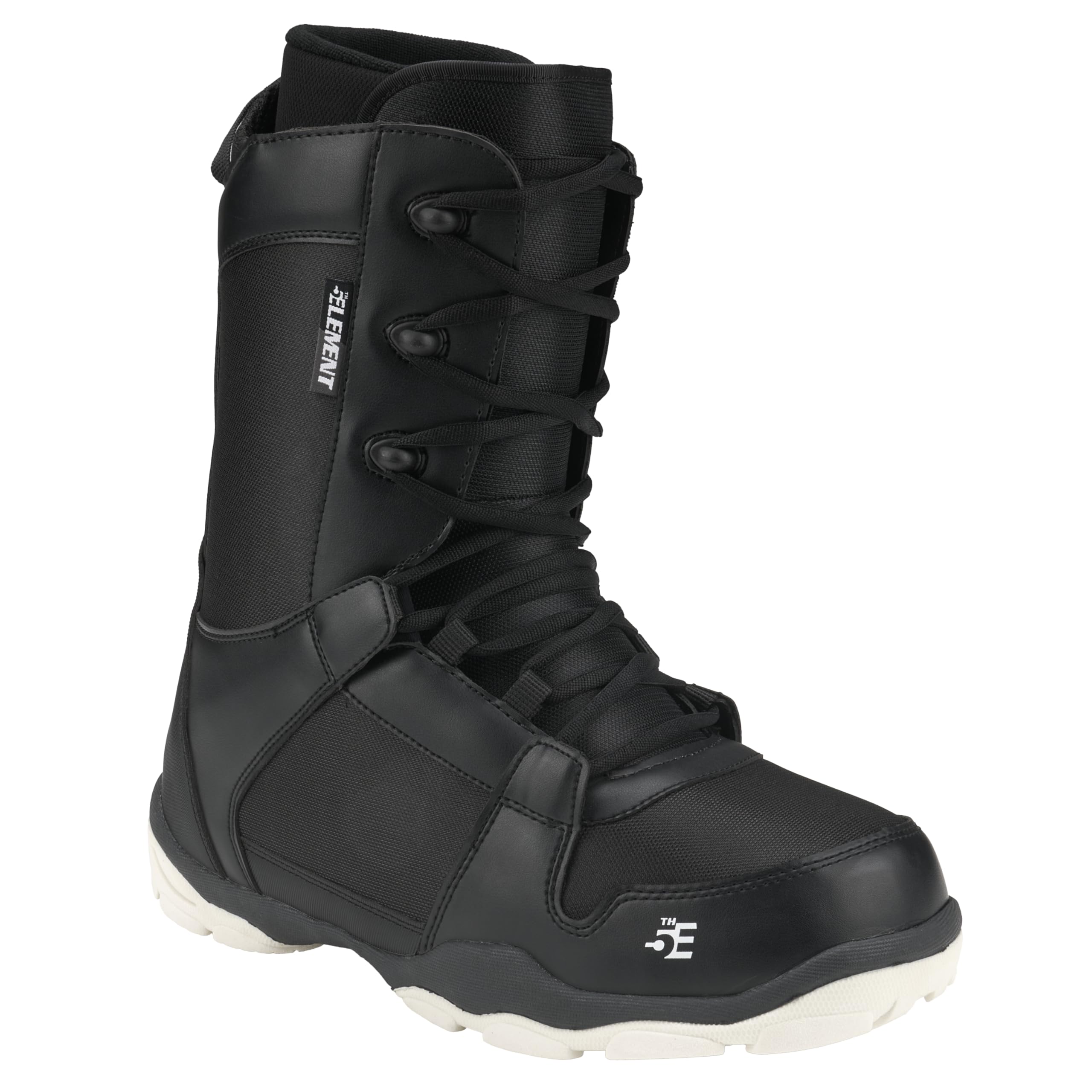 5th Element ST Lace and Dial Snowboard Boots for Men - Black Compatible with Strap Snowboard Bindings- Waterproof Liners -All Mo