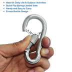 Bewishome 4 Pack Carabiner Hooks Hammock Locking Solid Metal D Clips With Heavy Duty 500Lbs Screw Gate For Camping Hiking Travel