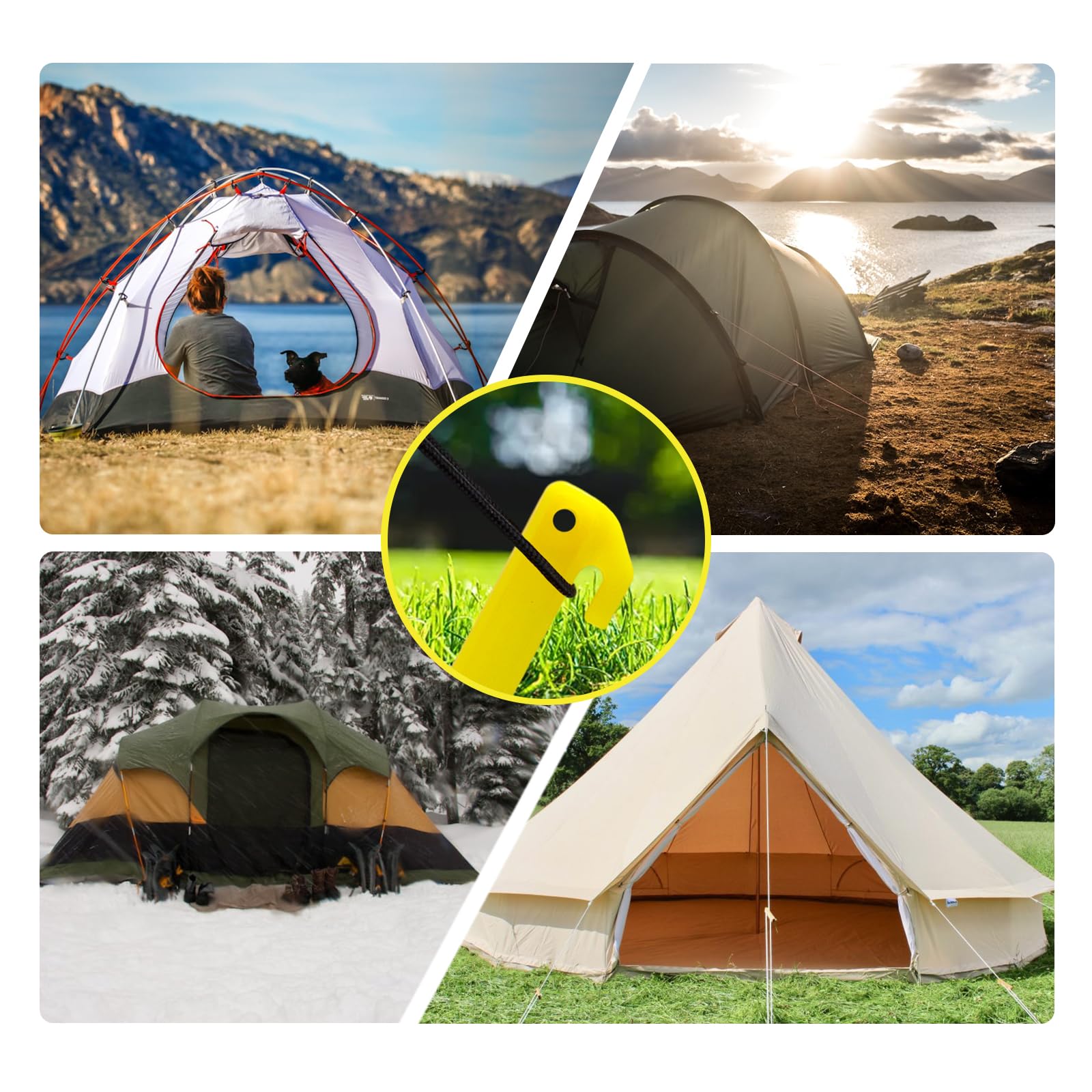 Gdlpzm 24Pcs Plastic Tent Pegs Durable Spike Hook Awning Camping Caravan Pegs Accessory