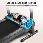 Sunny Health & Fitness Smart Foldable Exercise Running Walking Treadmill, Easy Assembly, LCD Performance Monitor, Device Holder,