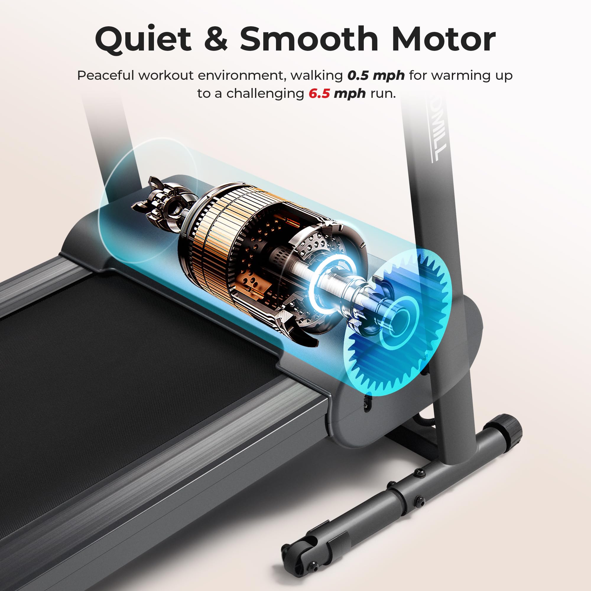 Sunny Health & Fitness Smart Foldable Exercise Running Walking Treadmill, Easy Assembly, LCD Performance Monitor, Device Holder,