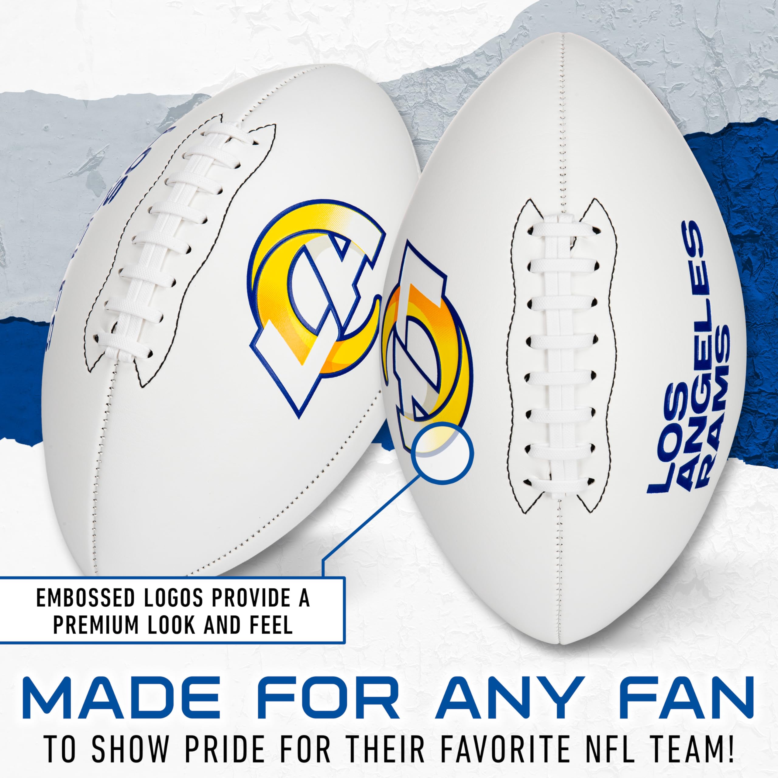 Franklin Sports Nfl Los Angeles Rams Autograph Football - Official Size White Panel Souvenir Football For Autographs + Signature