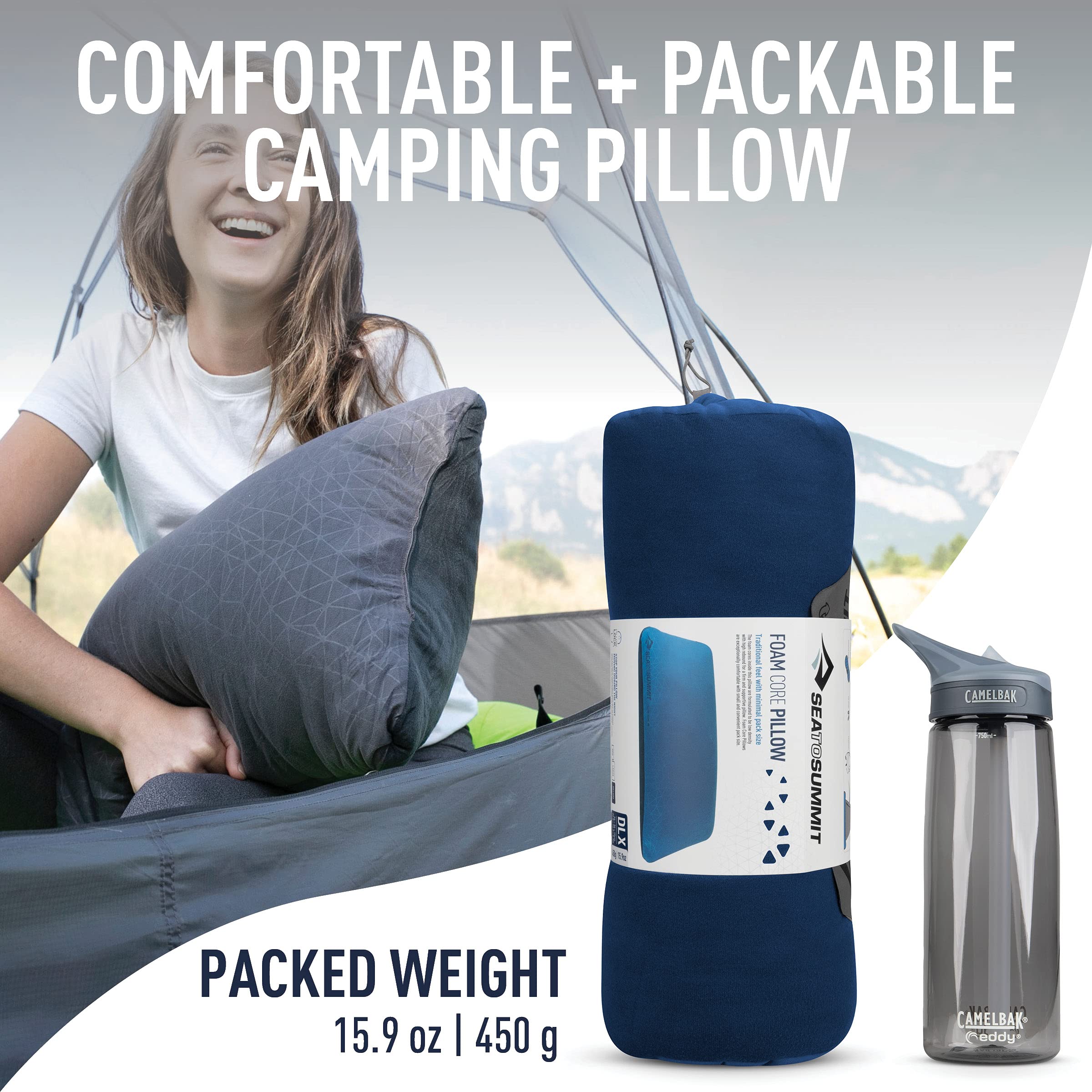 Sea To Summit Foamcore Camping And Travel Pillow, Deluxe (22 X 14.2), Navy Blue