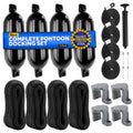 Five Oceans Boat Fenders Complete Set - Includes 4-Pack 4.5 X 16-Inch, Black - Boat Bumpers Clips, Dock Lines 3/8'' X 15' - 4 Ro