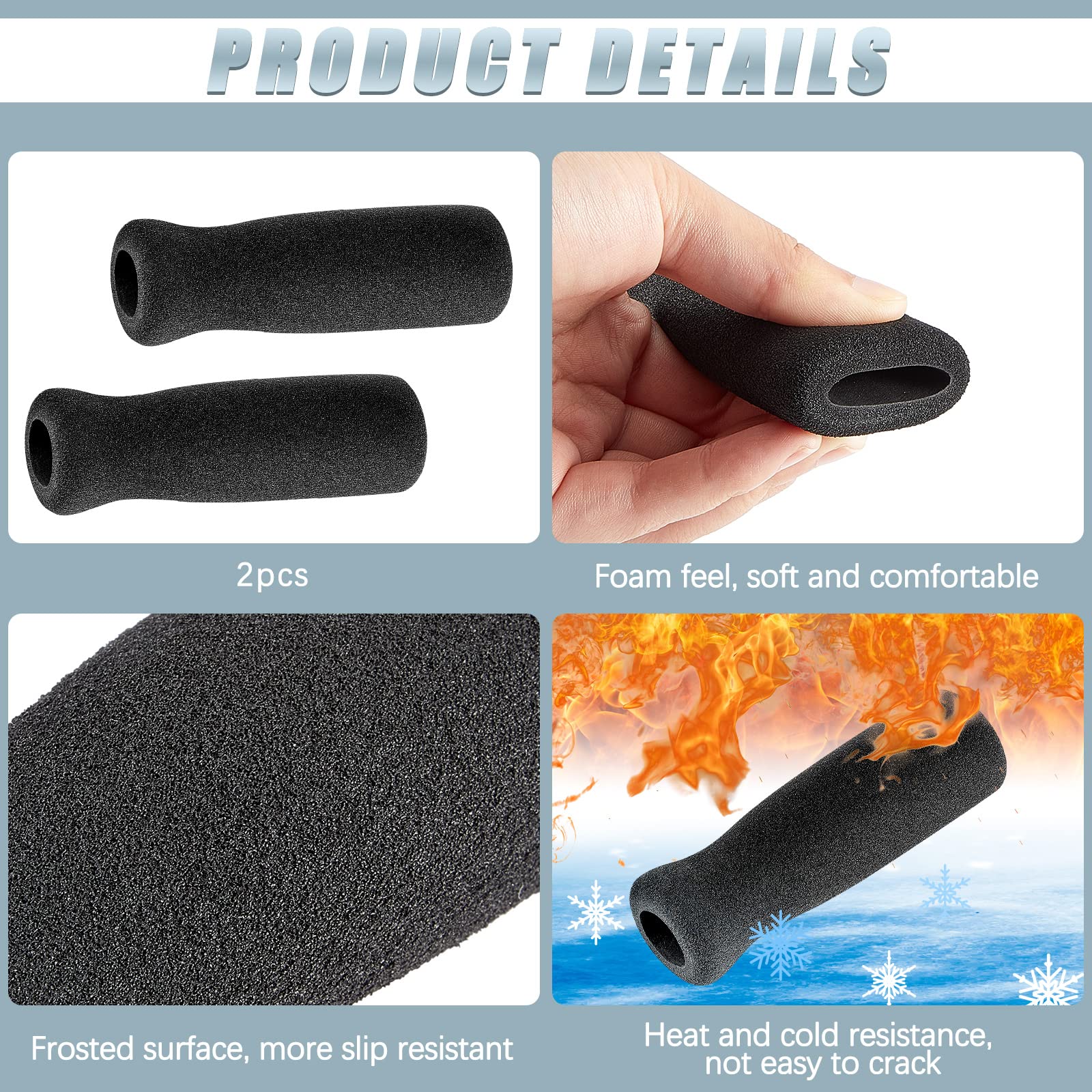 Timtin Foam Cane Handle Grip Replacement Offset Walking Hand Foam Handle For Bicycle Handlebars 4.53 X 0.98 X 0.98 Inch, Black(2