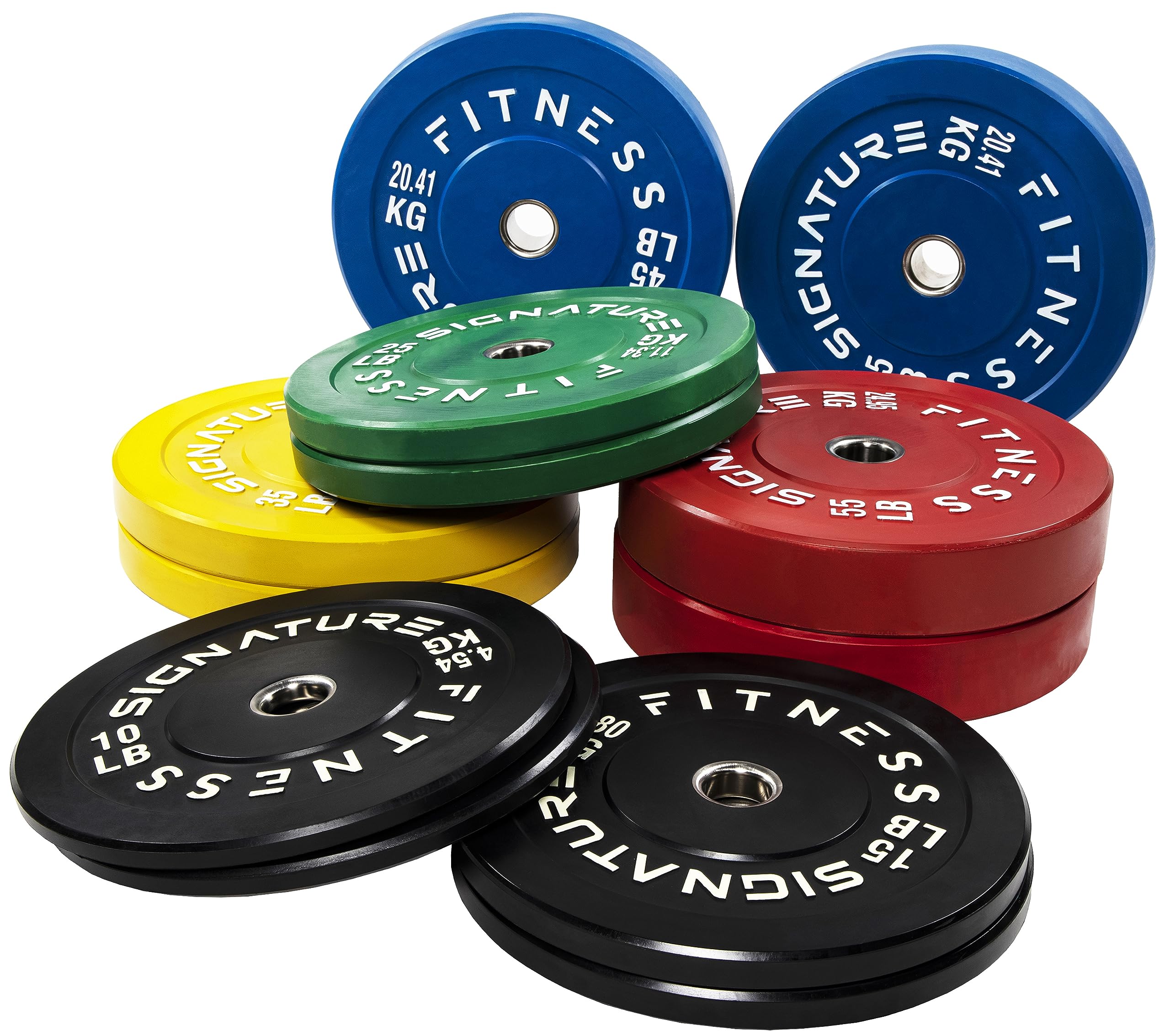 Fitvids 2'' Olympic Bumper Plate Weight Plates With Steel Hub, 45Lb, Pair