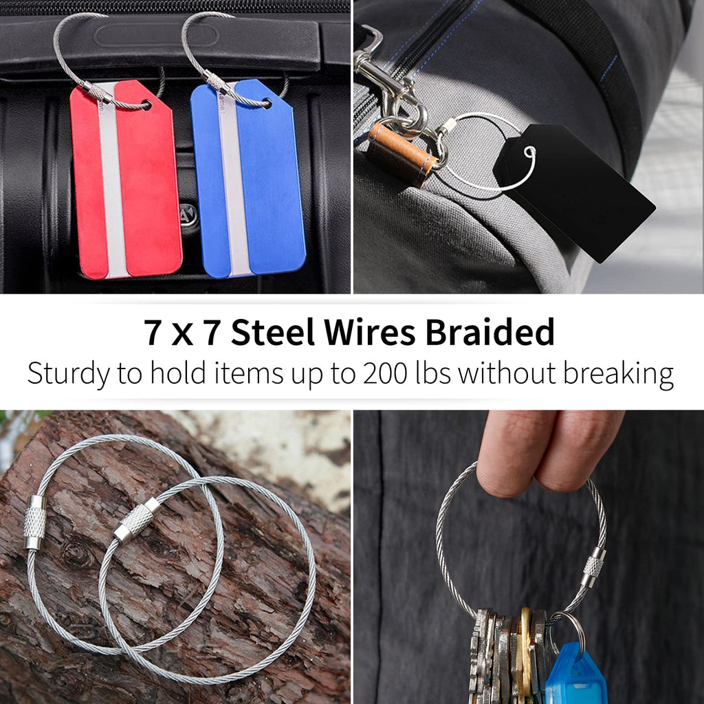 Pawfly 6 Inch Wire Keychain Cable Large Stainless Steel Key Ring Loop Holder For Outdoor Hiking Heavy Duty Connectable Luggage T