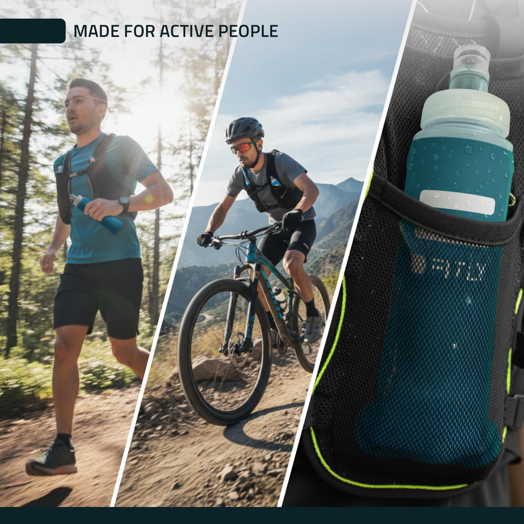 FITLY Soft Flask - 10 oz (300 ml) - Shrink As You Drink Pocket Soft Water Bottle for Hydration Pack/Running Vest - Folding Water