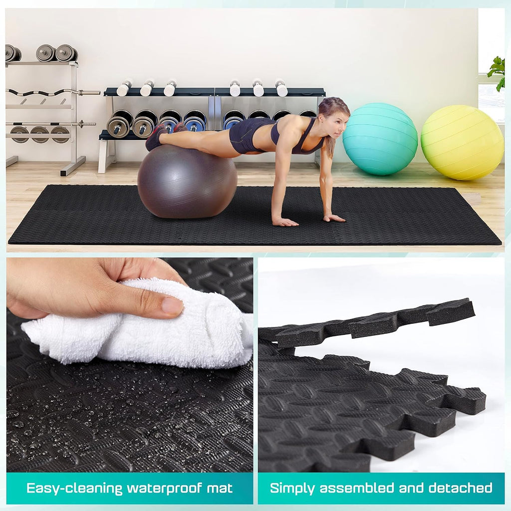 Yes4All Interlocking Exercise Foam Mats With Border - Interlocking Floor Mats For Gym Equipment - Eva Interlocking Floor Tiles ,