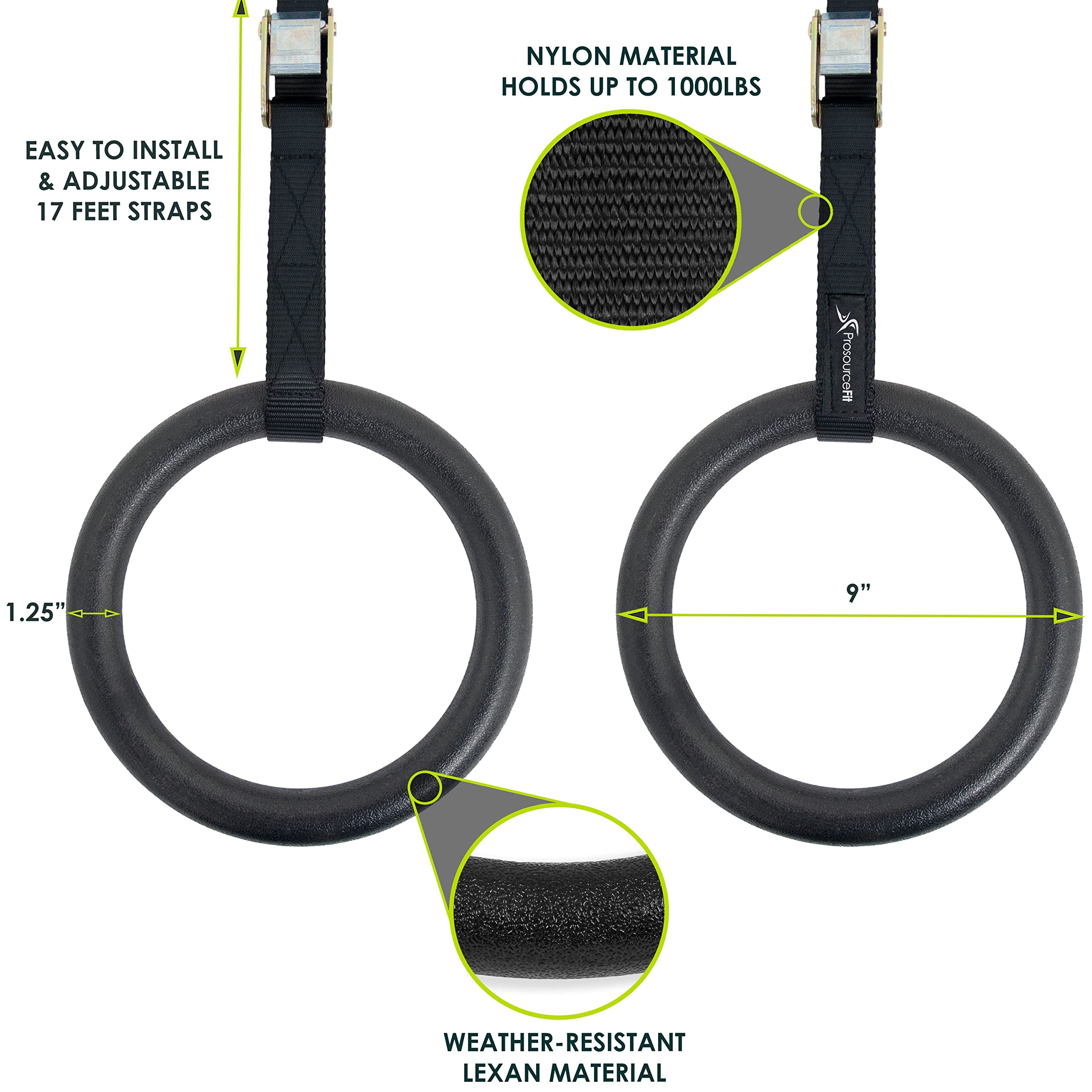 Prosourcefit Fitness Gymnastics Rings With Straps For Crossfit And Total Body Conditioning At Home
