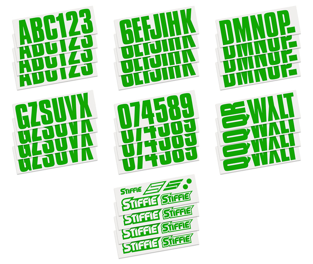 Stiffie Uniline Green 3'' Boat & Pwc Registration Decals  Numbers Letters Stickers