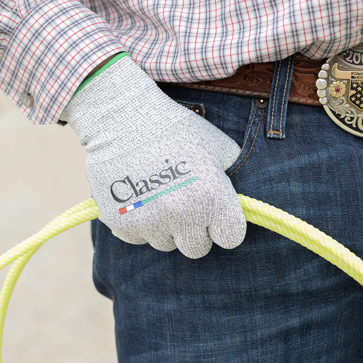 Classic Rope Breathable High Performance Roping Gloves Touchscreen Compatible 6 Pack, White, Large