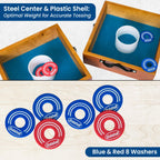 Washer Toss Game Outdoor Games Giant Yard & Lawn Games | Set Of 2 Solid Wood Targets And 2.5-Inch Washers Toss Rings| Bulls-Eye