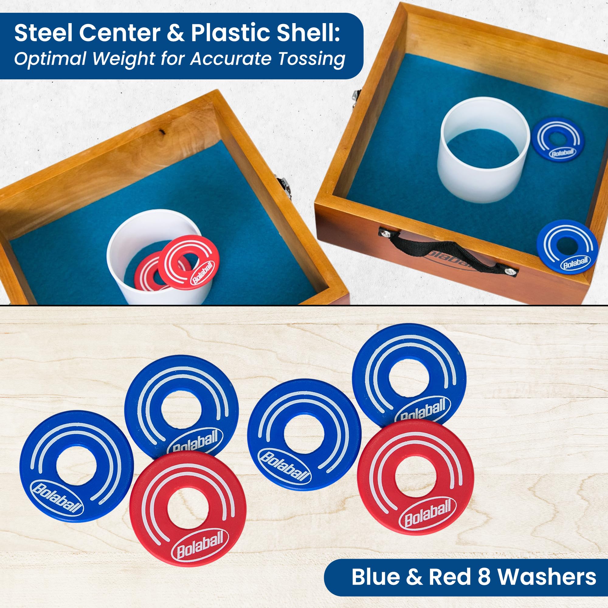 Washer Toss Game Outdoor Games Giant Yard & Lawn Games | Set Of 2 Solid Wood Targets And 2.5-Inch Washers Toss Rings| Bulls-Eye