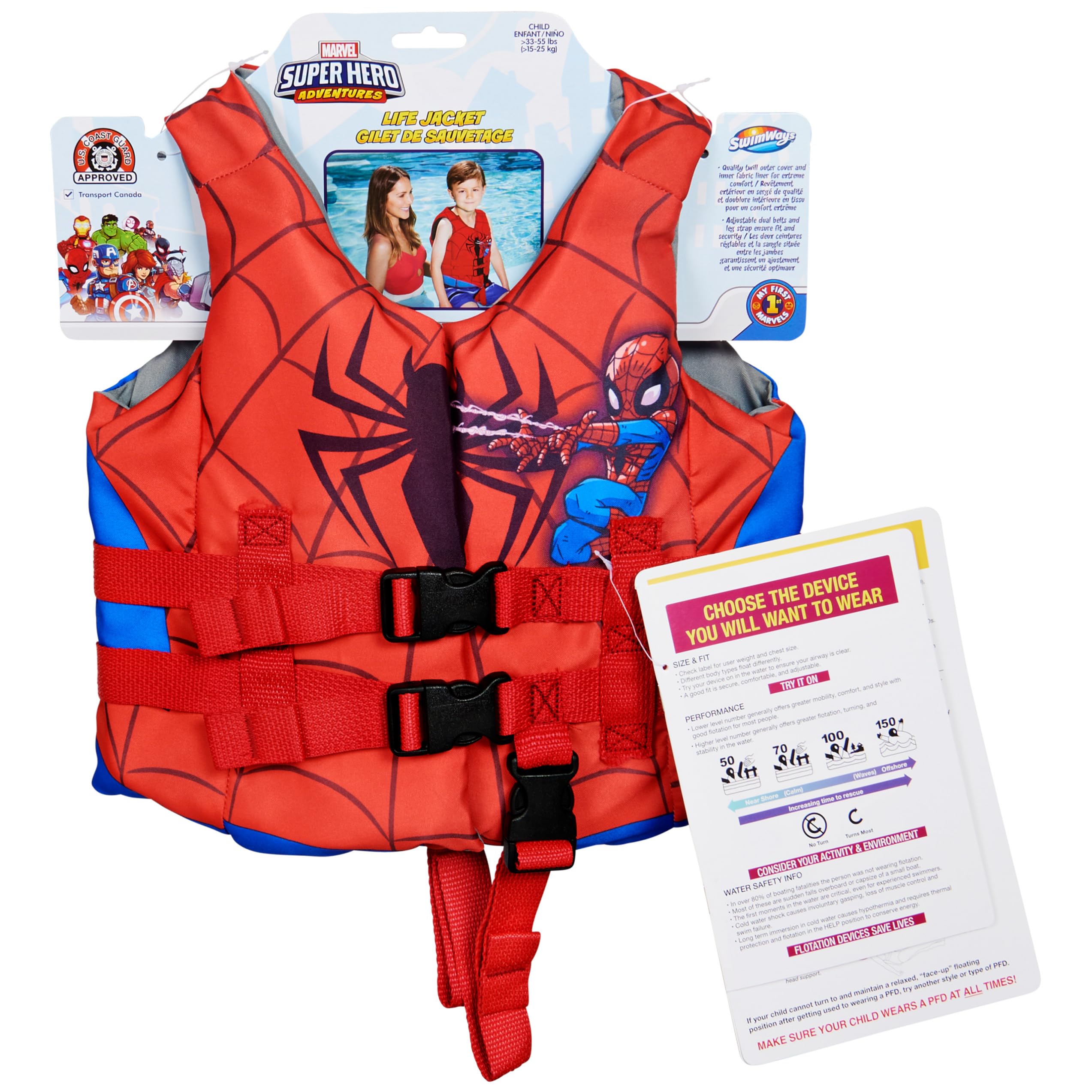 SwimWays Marvel Swim Trainer Life Jacket, US Coast Guard Approved Life Vest Kids Swim Vest, Pool Floats & Life Jackets for Kids